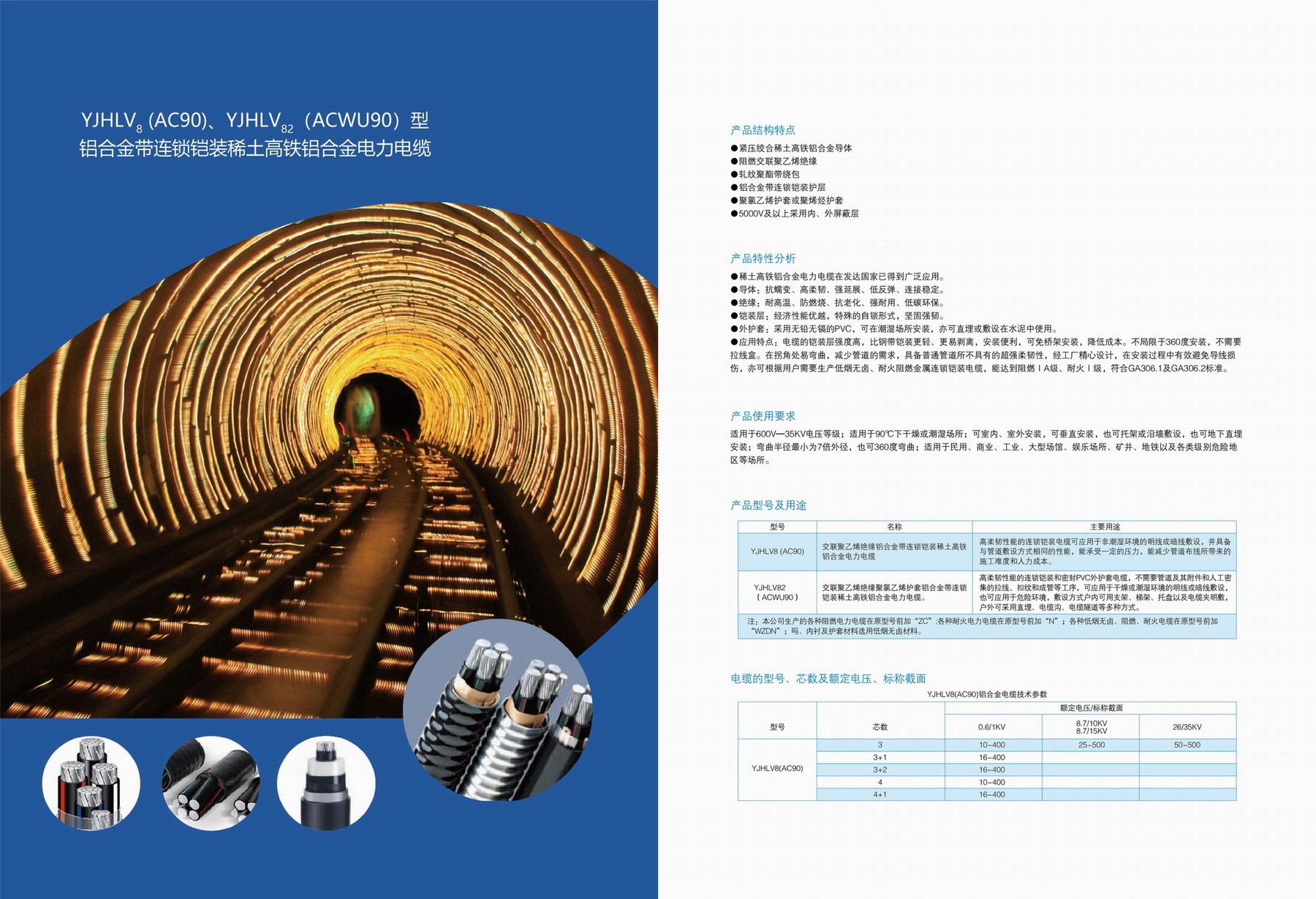 YJHV8(AC90)、YJHLV82(ACWU90)型铝合金带连锁铠装稀土高铁铝合金电力电缆3.jpg